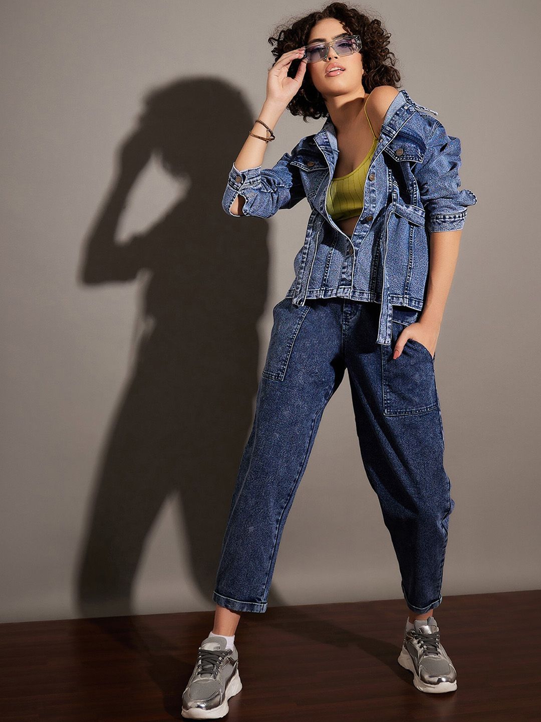 SASSAFRAS Blue Spread Collar Denim Jacket