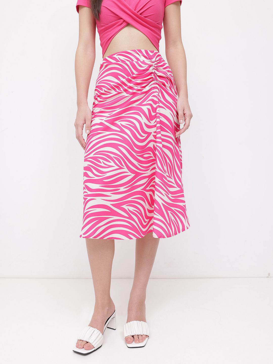 DressBerry Animal Print Barbiecore Midi Skirt