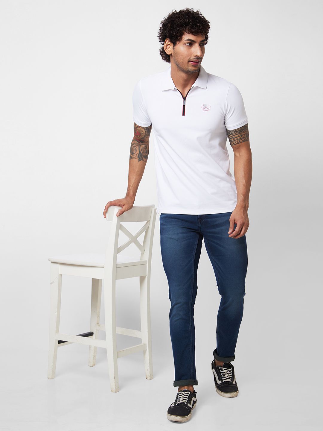 SPYKAR Polo Collar Short Sleeves Slim Fit Cotton T-shirt
