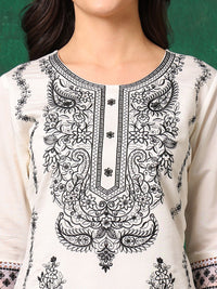 KALINI Women Embroidered Regular Thread Work Chanderi Cotton Kurta with Trousers & With Dupatta