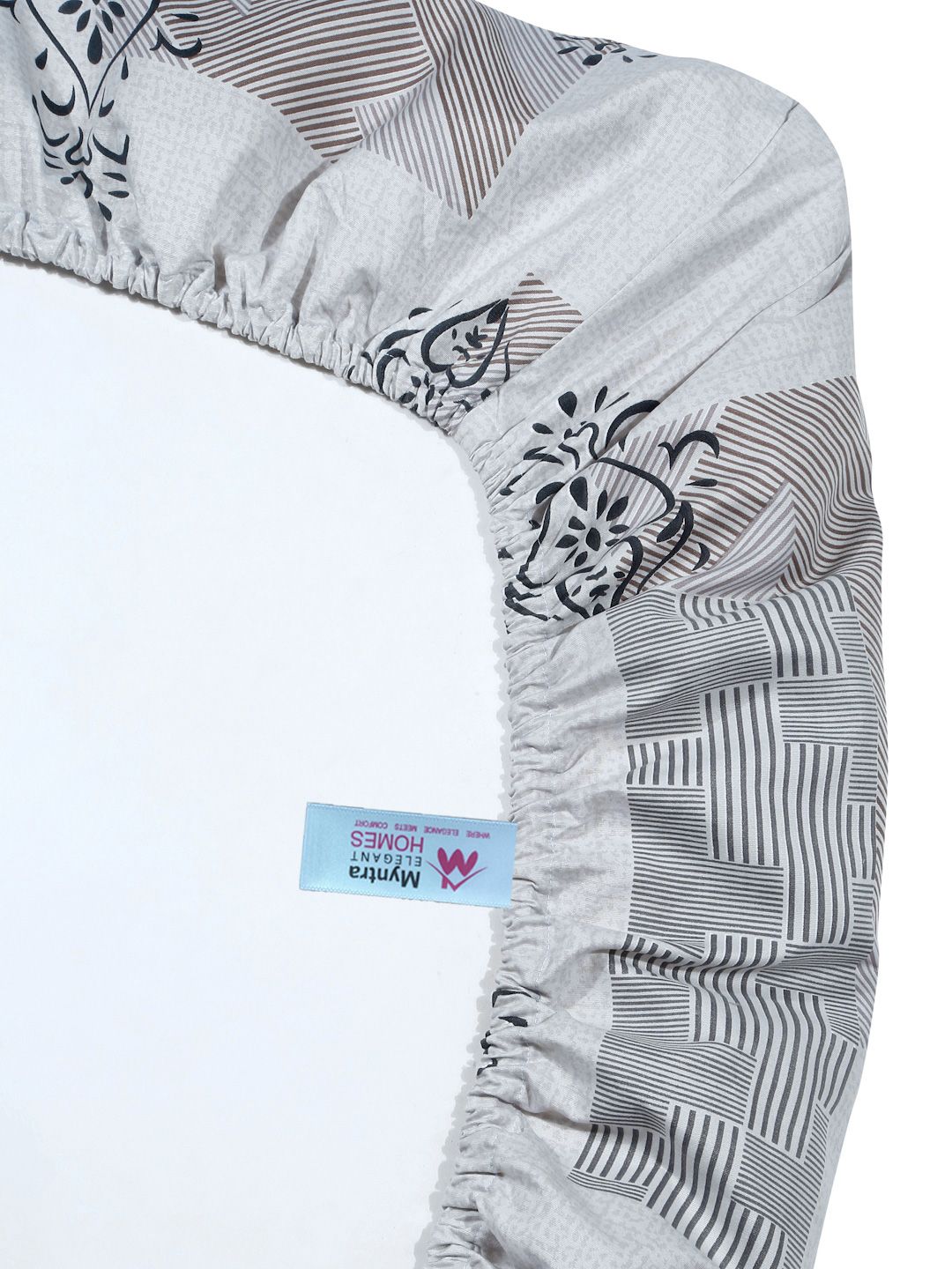 Myntra Elegant Homes Motif Etnik Kelabu 300 TC Set Cadar Double King-2.5mX2.25m
