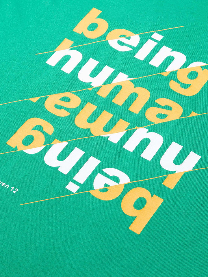 Being Human Men Green Typography Printed Cotton T-shirt