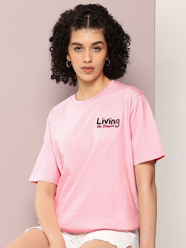 DILLINGER Women Typography Printed Pure Cotton Oversized T-shirt