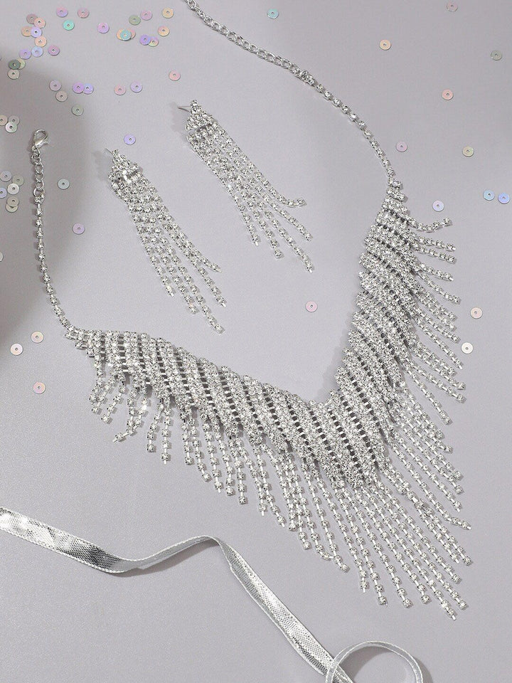 SOHI Silver-Plated Stone-Studded Jewellery Set