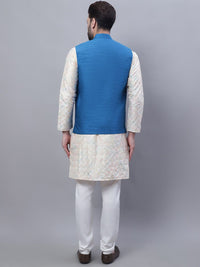 SOJANYA Sulam Kurta Lurus Dengan Jaket Churidar Dan Nehru