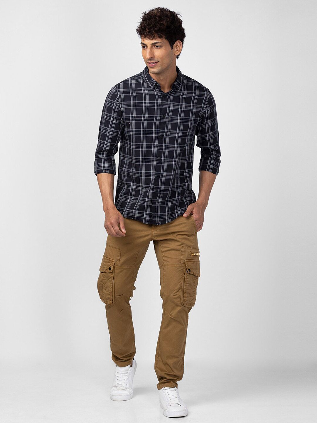 SPYKAR Men Classic Slim Fit Tartan Checked Cotton Casual Shirt