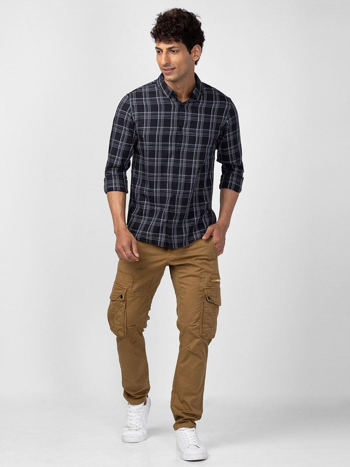 SPYKAR Men Classic Slim Fit Tartan Checked Pure Cotton Casual Shirt
