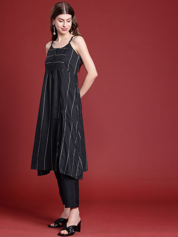 Anouk Women Woven Design A-Line Kurta With Trousers & Printed Dupatta