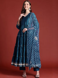 Anouk Tiered Gotta Patti Detail Anarkali Kurta with Trousers & Dupatta