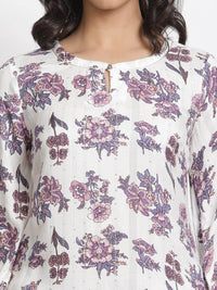 W Women Floral Printed Regular Gotta Patti Round Neck Straight Kurta With Trouser
