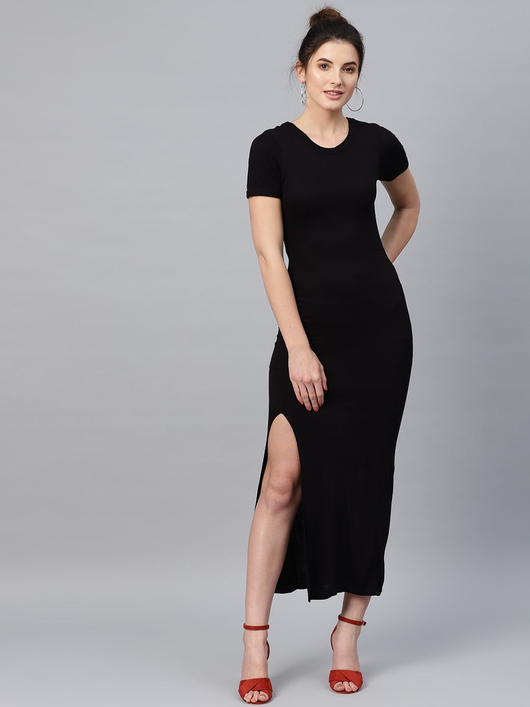 SASSAFRAS Black Styled Back Maxi Dress