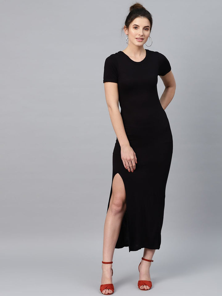 SASSAFRAS Black Styled Back Maxi Dress