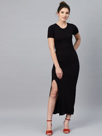 SASSAFRAS Black Styled Back Maxi Dress