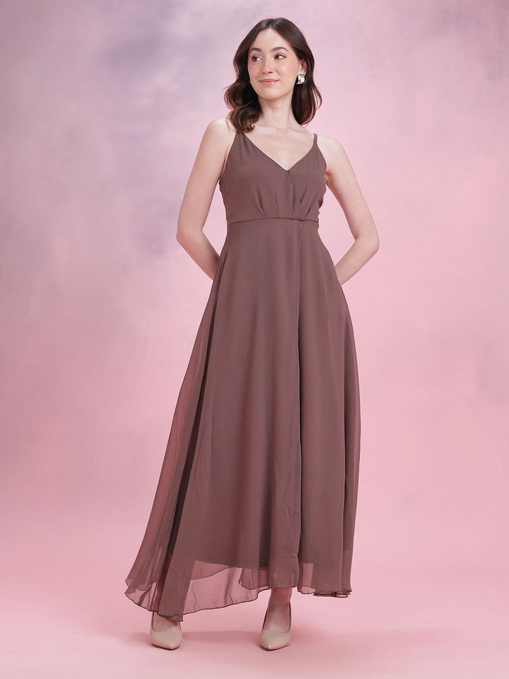 DressBerry Pleated Slit Wrap Maxi Dress