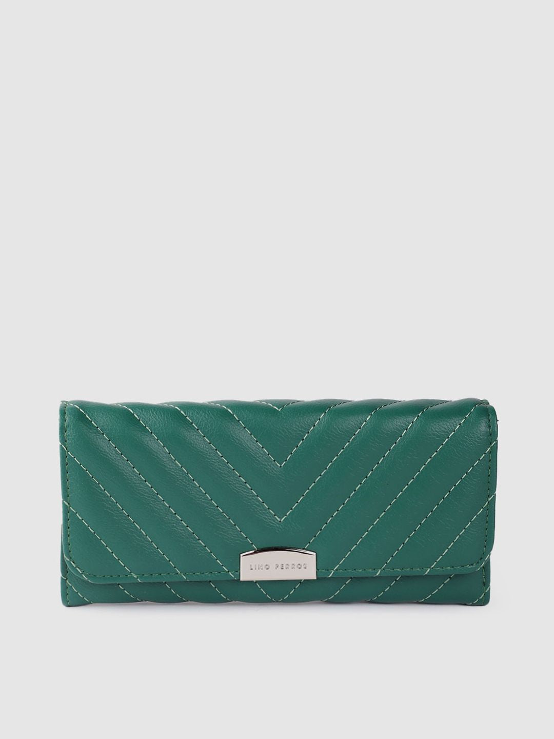 Lino Perros Women Geometric Textured Envelope Wallet with Quilted Detail