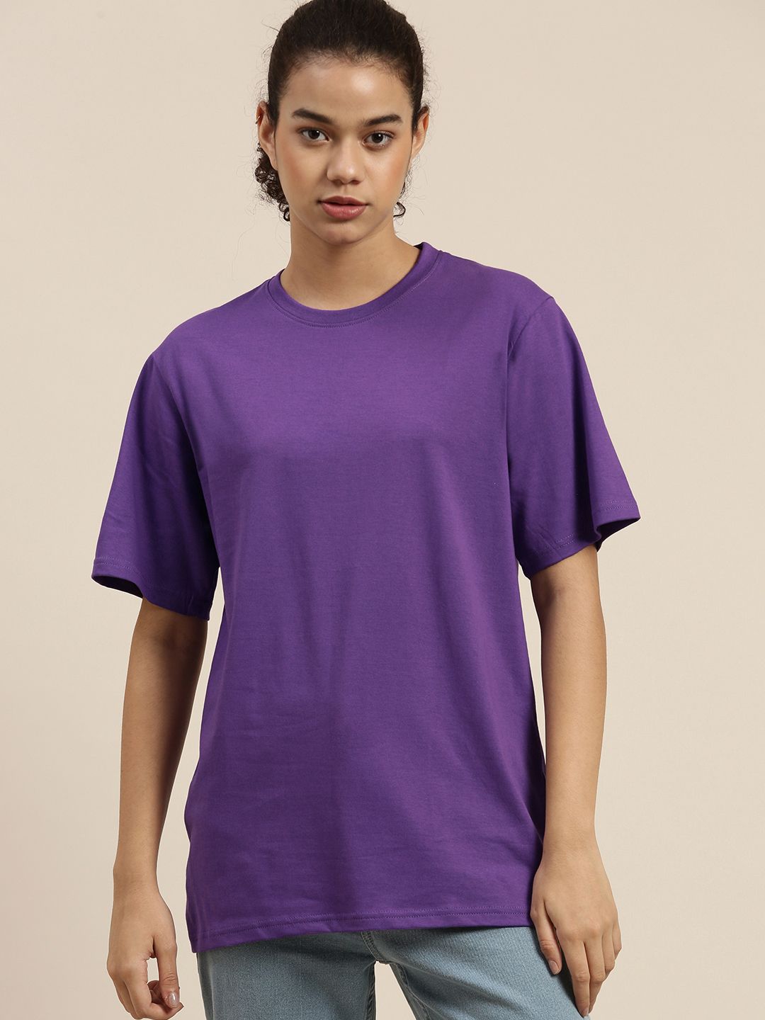 DILLINGER Women Violet Loose Pure Cotton T-shirt