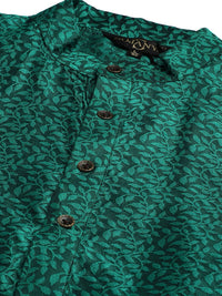 SOJANYA Set Kurta Lelaki Motif Etnik Hijau Dengan Jaket Nehru