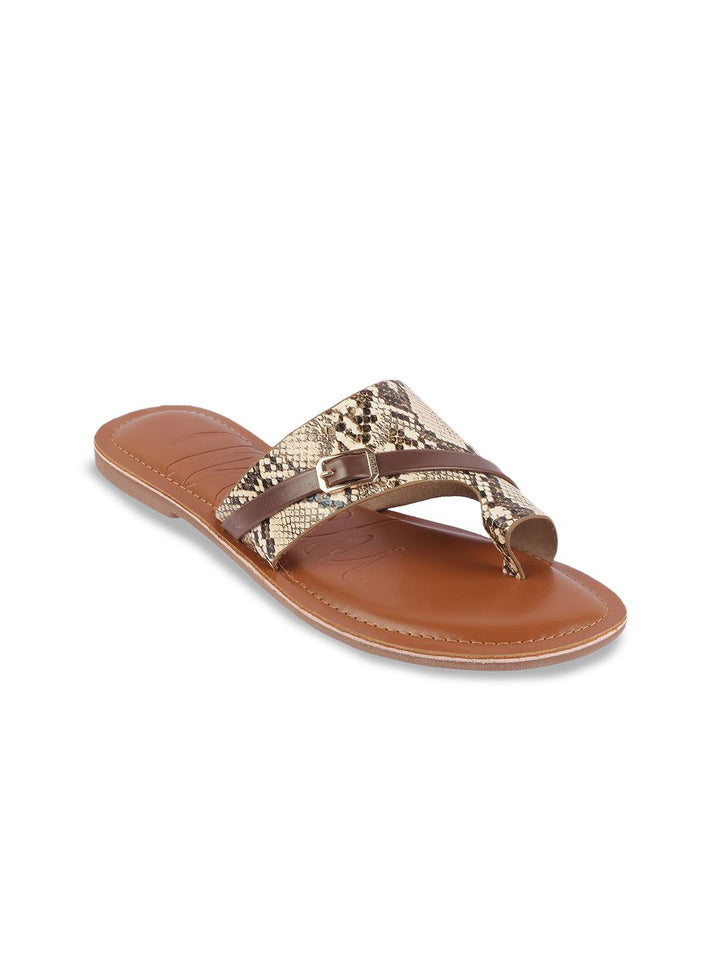 Mochi Women Printed One Toe Flats