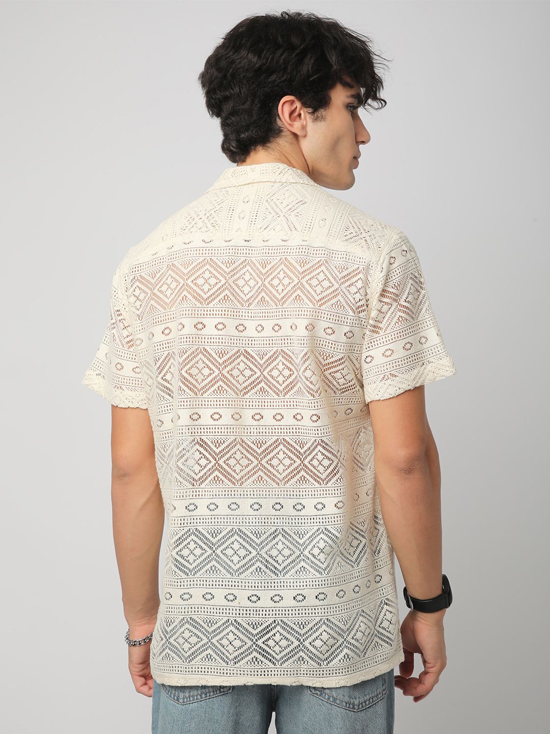 VASTRADO Men Classic Cuban Collar Ethnic Motifs Cotton Oversized Casual Shirt