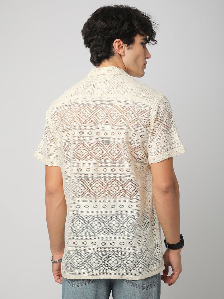 VASTRADO Men Classic Cuban Collar Ethnic Motifs Cotton Oversized Casual Shirt