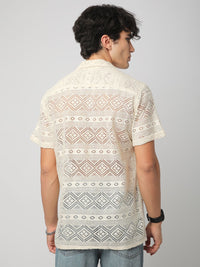 VASTRADO Men Classic Cuban Collar Ethnic Motifs Cotton Oversized Casual Shirt