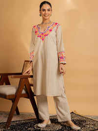 HOUSE OF KARI Floral Embroidered Chikankari Kurta With Palazzo