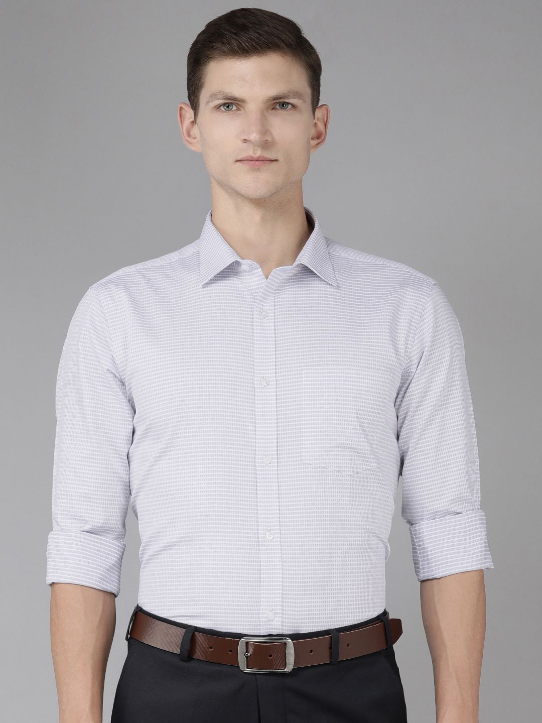 Park Avenue Slim Fit Self-Checked Pure Cotton Formal Shirt