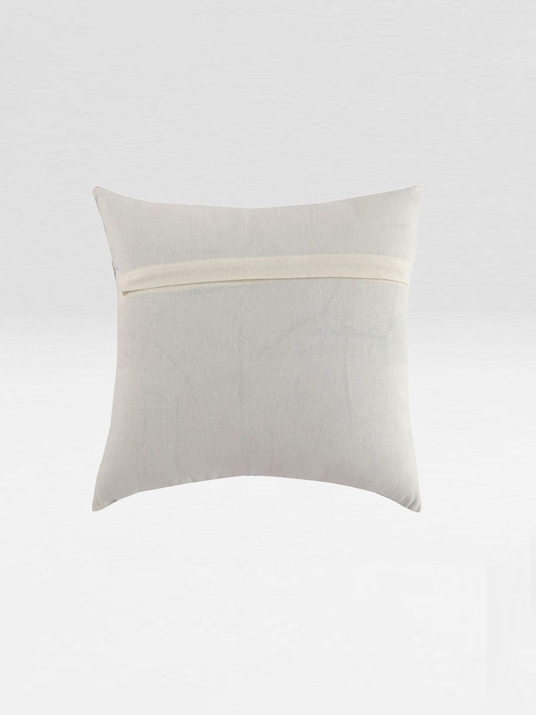 STITCHNEST Teal & Peach-Coloured Set of 2 Floral Square Cushion Covers
