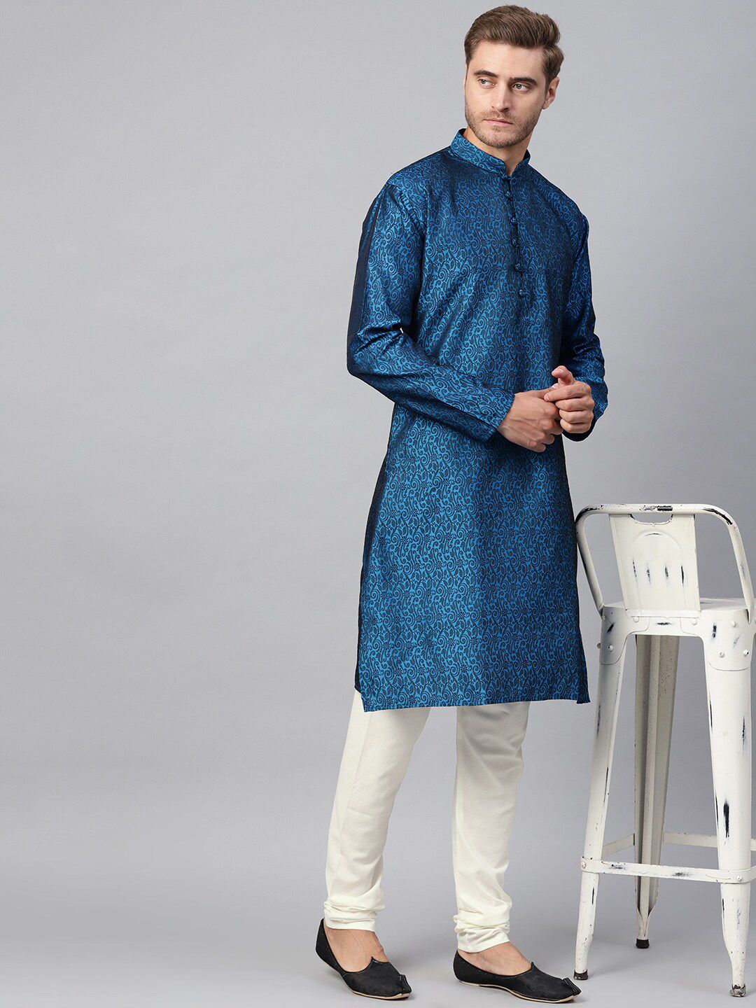 SOJANYA Ethnic Motifs Woven Design Mandarin Collar Kurta