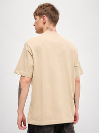 THE BEAR HOUSE Men Graphic Printed Round Neck Pure Cotton Oversized T-shirt
