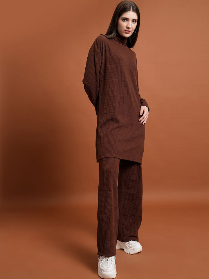 Tokyo Talkies Turtle Neck Longline Sweater With Trousers
