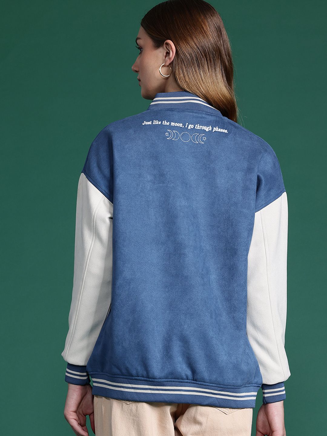 DressBerry Embroidered Suede Varsity Jacket