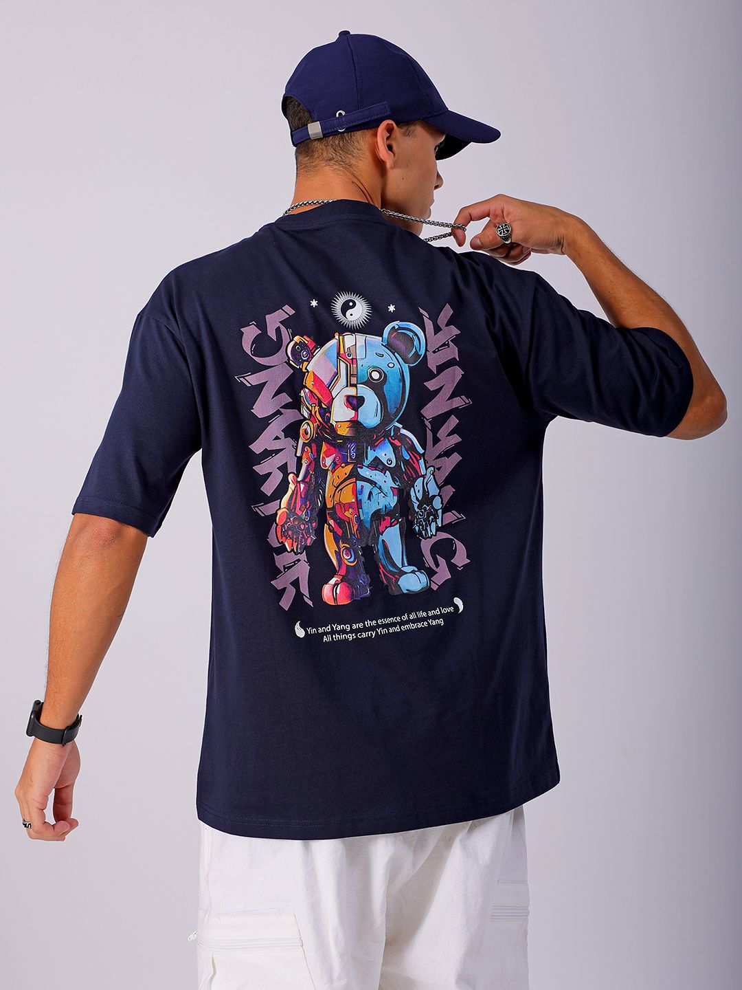The Indian Garage Co Men Back Printed Boxy Oversized Round Neck T-shirt