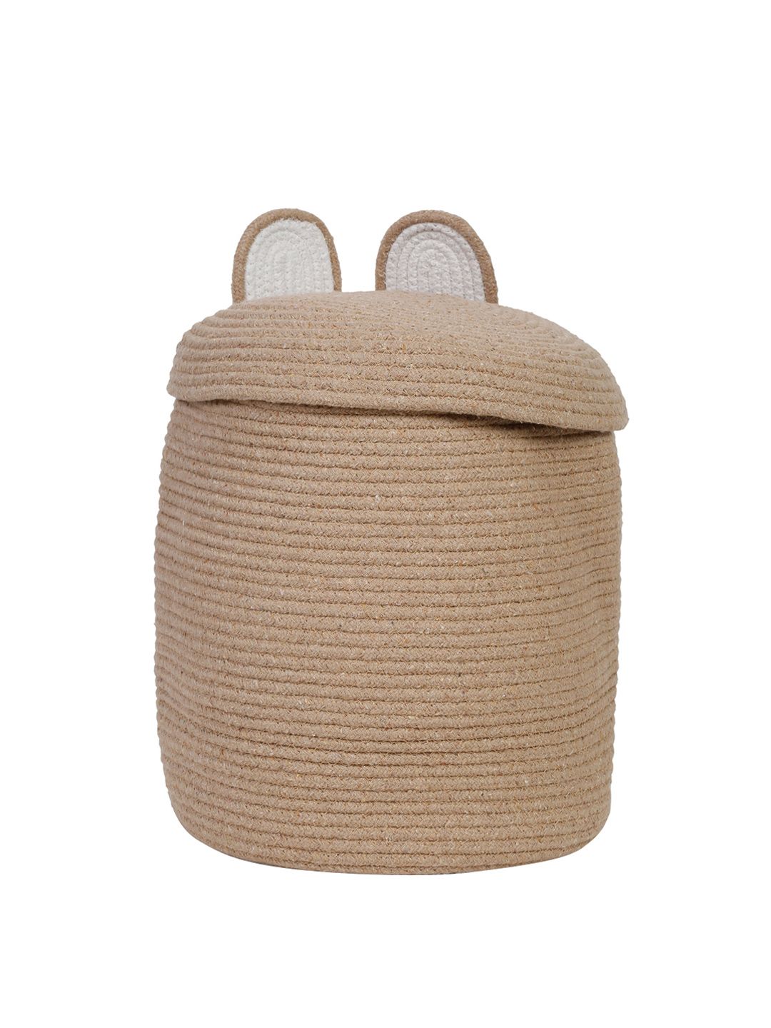HOSTA HOMES Kids Brown & White Cartoon Face Pure Cotton Laundry Bag