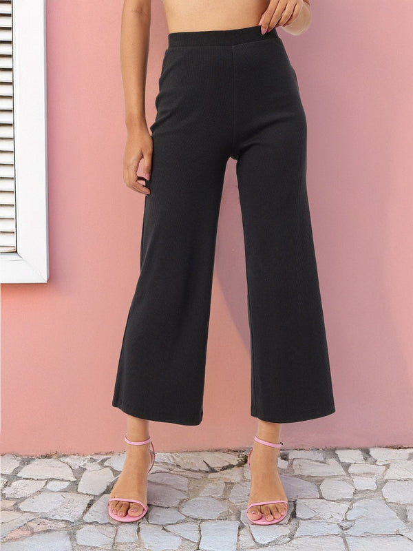 DressBerry Women Monochrome Staple Wide Leg Trousers