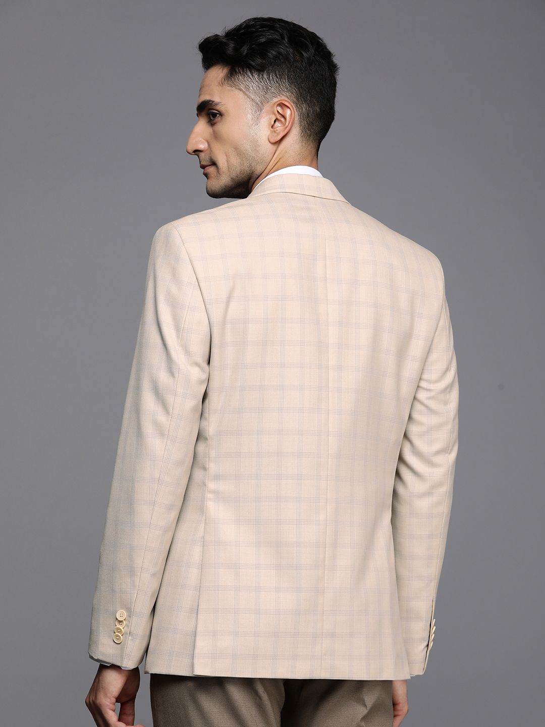 Raymond Contemporary Fit Single-Breasted Checked Formal Blazers
