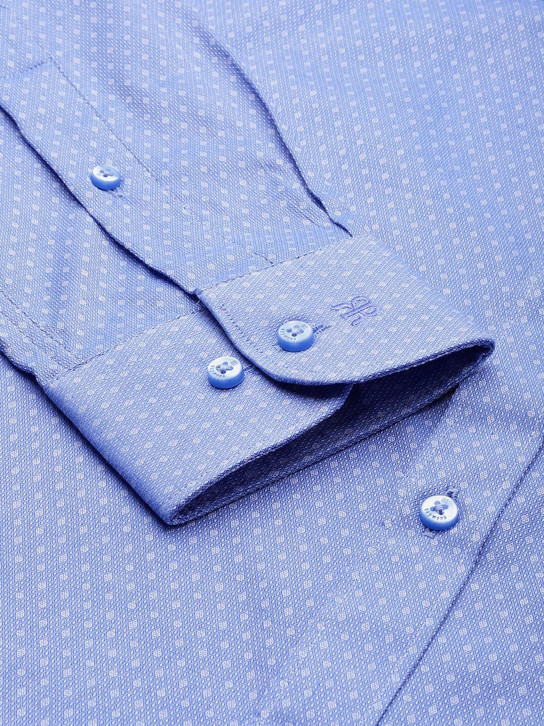 Raymond Pure Cotton Self Design Textured Slim Fit Formal Shirt