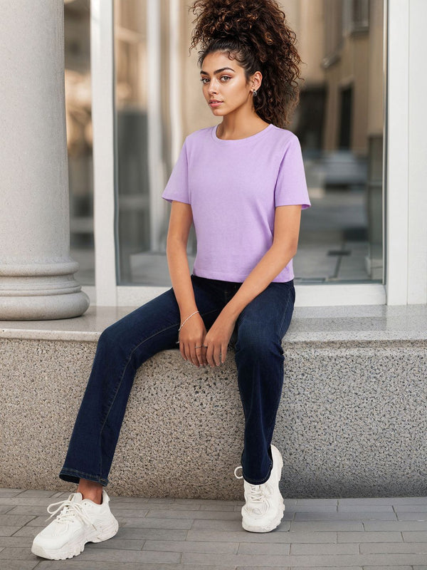 DressBerry Solid Round Neck Casual T-shirt
