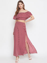 Berrylush Women Maroon Printed Co-ordinate Sets Dress