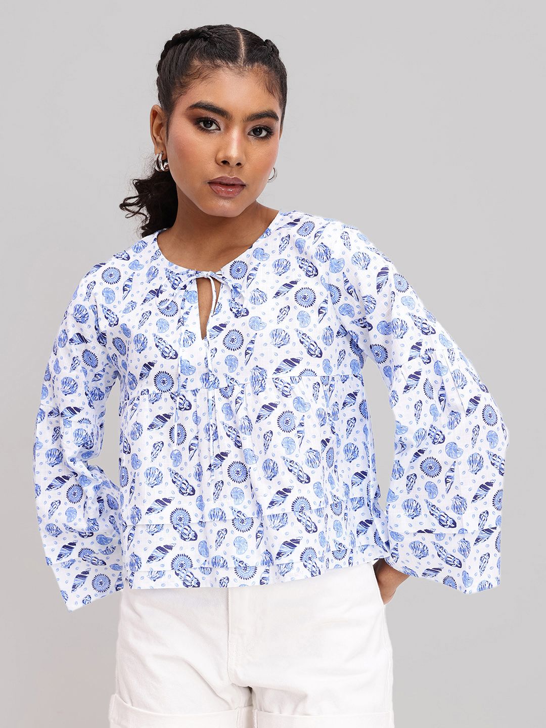 DressBerry Oceanic Pearls Printed A-Line Top