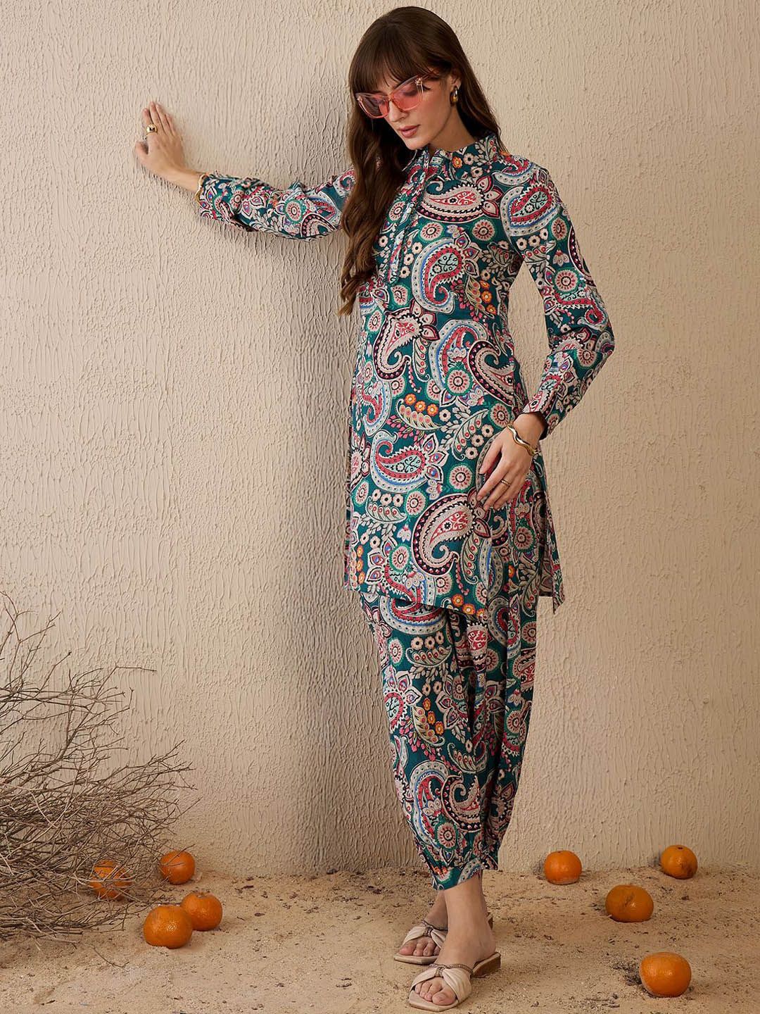 Indo Era Women Ethnic Motifs Printed Regular Pure Cotton Kurta with Salwar