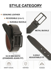 Teakwood Leathers Men Textured Leather Reversible Belt