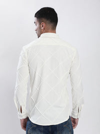 Bene Kleed Men Slim Fit Textured Spread Collar Casual Shirt