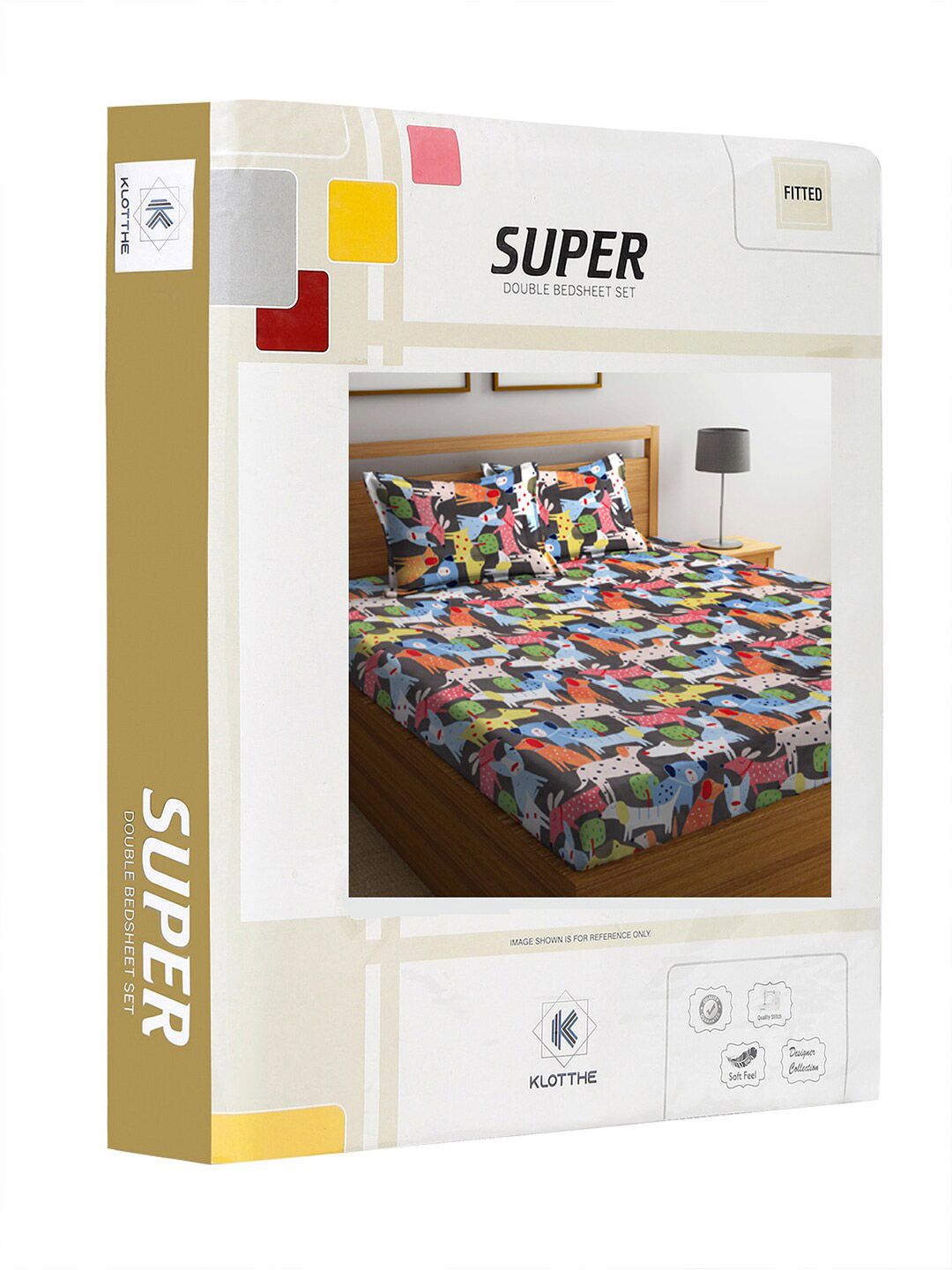 KLOTTHE Haiwan Hitam Kapas 300 TC Dilengkapi Cadar King Halus dengan 2 Sarung Bantal-98 x 89 inci