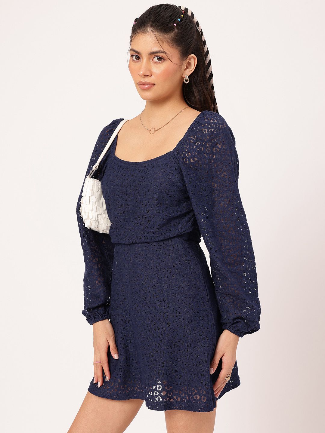 DressBerry Everyday Stylish Lacy-Love Fit & Flare Mini Dress
