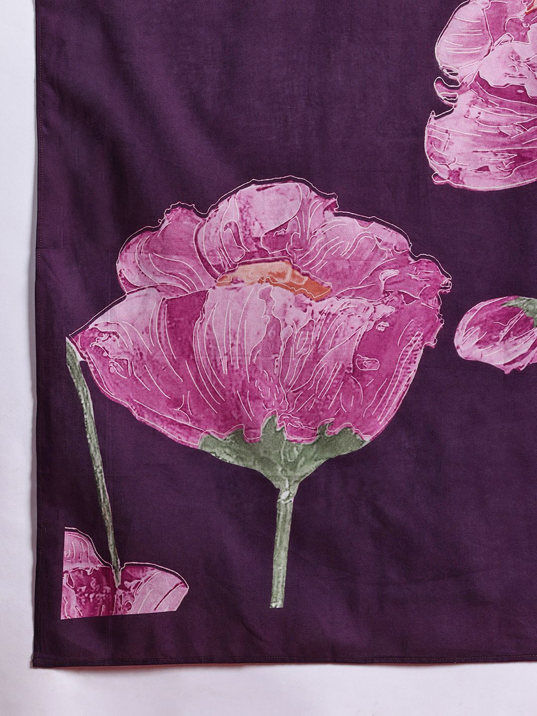 Indo Era Women Floral Printed Pure Cotton Kurta with Trousers & With Dupatta