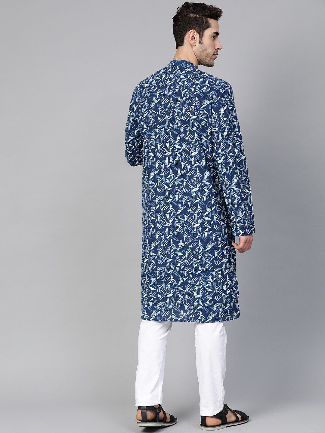 See Designs Indigo Abstract Printed Straight Pure Cotton Kurta with Pyjamas