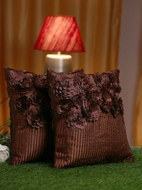 HOSTA HOMES Brown Set of 2 Embellished Square Cushion Covers