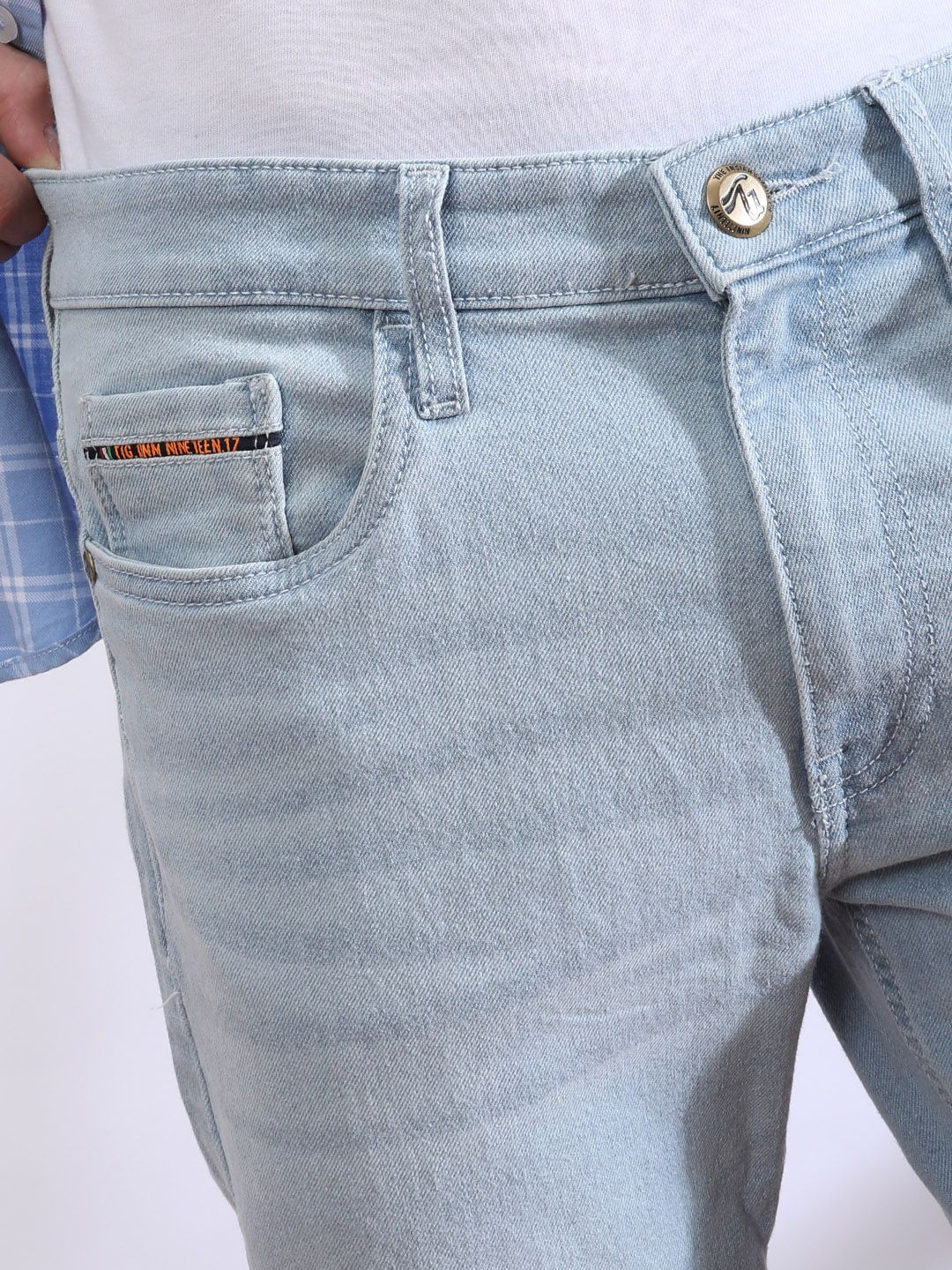 The Indian Garage Co Men Blue Slim Fit Low-Rise Clean Look Stretchable Jeans