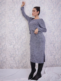 Athena Blue Self Design Top & Skirt